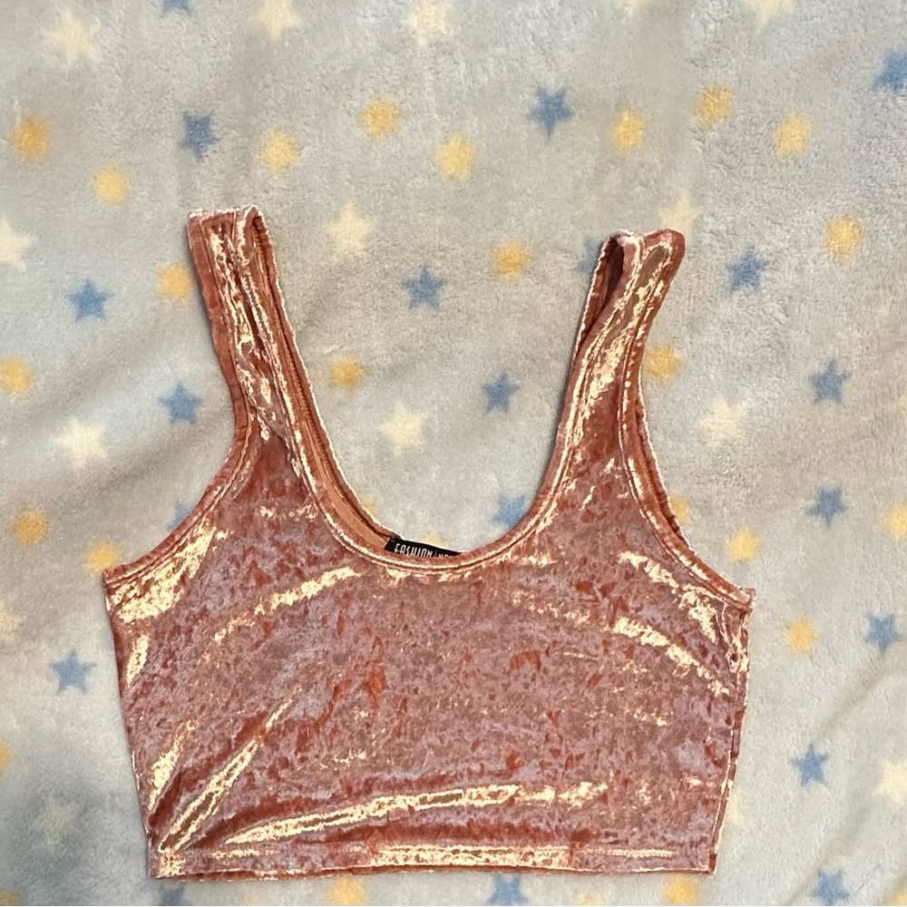 Velvet Crop Top in Pink